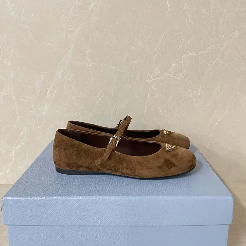 Prada Suede Ballerinas for Women in Brown Prada Suede Ballerinas for Women in Brown