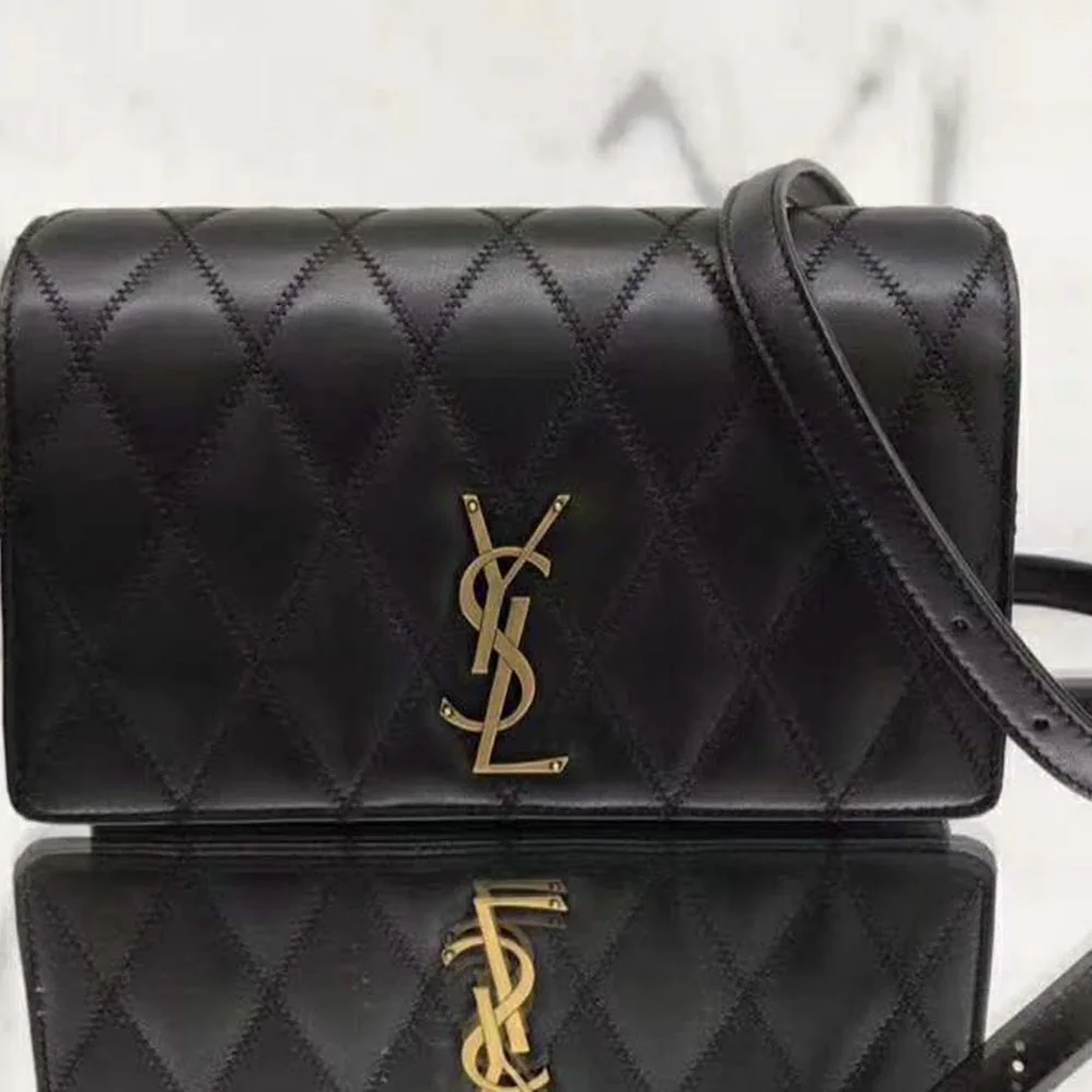 Saint Laurent YSL Angie Chain Bag Diamond-Quilted Lambskin for Women in Black Saint Laurent YSL Angie Chain Bag Diamond-Quilted Lambskin for Women in Black