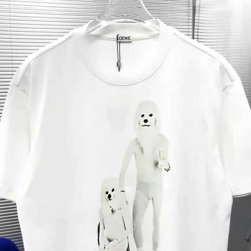 Loewe Twin Dog Print T-shirt in Cotton for Men in White Loewe Twin Dog Print T-shirt in Cotton for Men in White