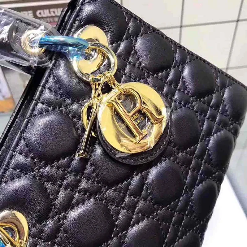 Dior My Lady Dior Bag in Cannage Lambskin in Black