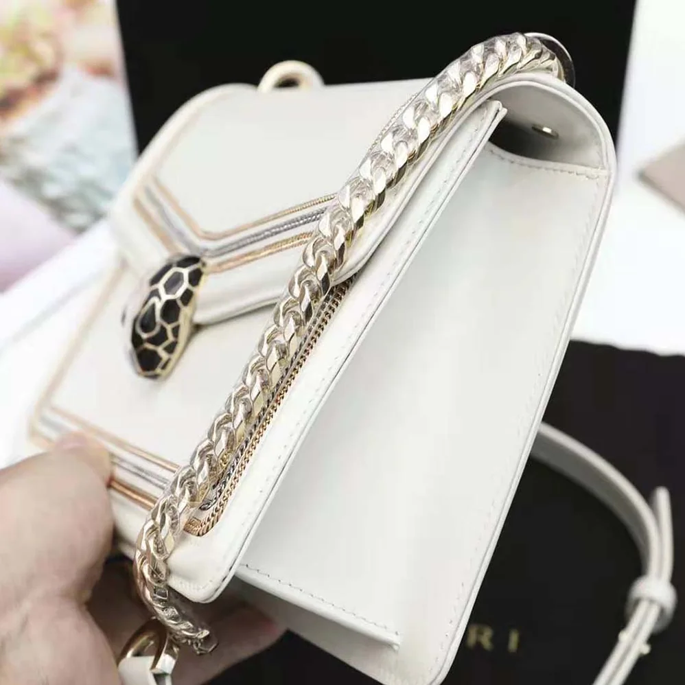 Bvlgari Serpenti Diamond Blast Shoulder Bag for Women in White Bvlgari Serpenti Diamond Blast Shoulder Bag for Women in White