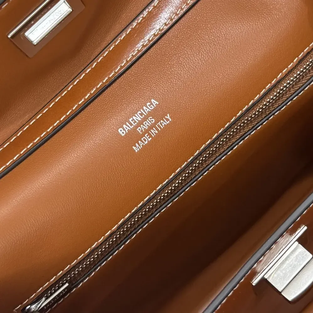 Balenciaga Rodeo Handbag Small in Tan Cowboy Vegetable Tanned Lambskin Aged for Women in silver Hardware
