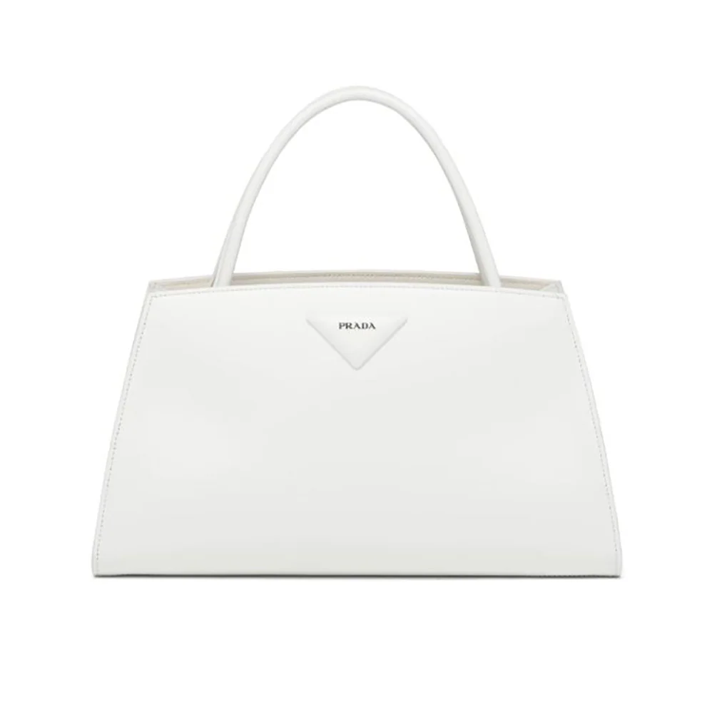 Prada Brushed Leather Handbag for Women in White