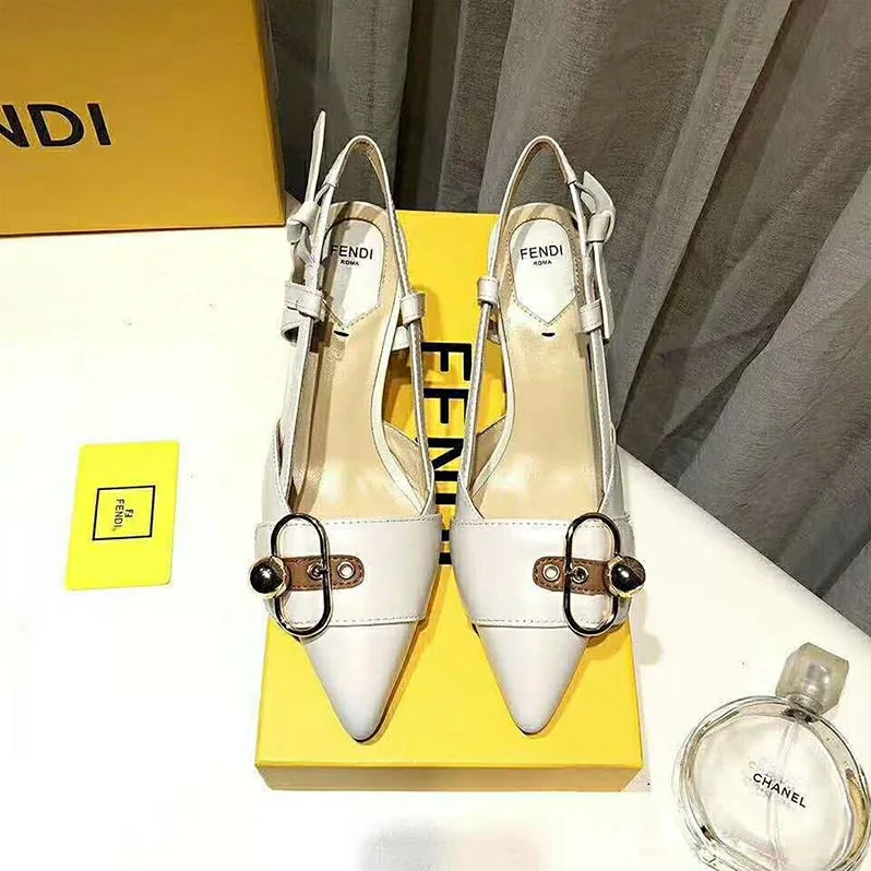 Fendi Shoes Pumps White Leather Slingbacks for Women