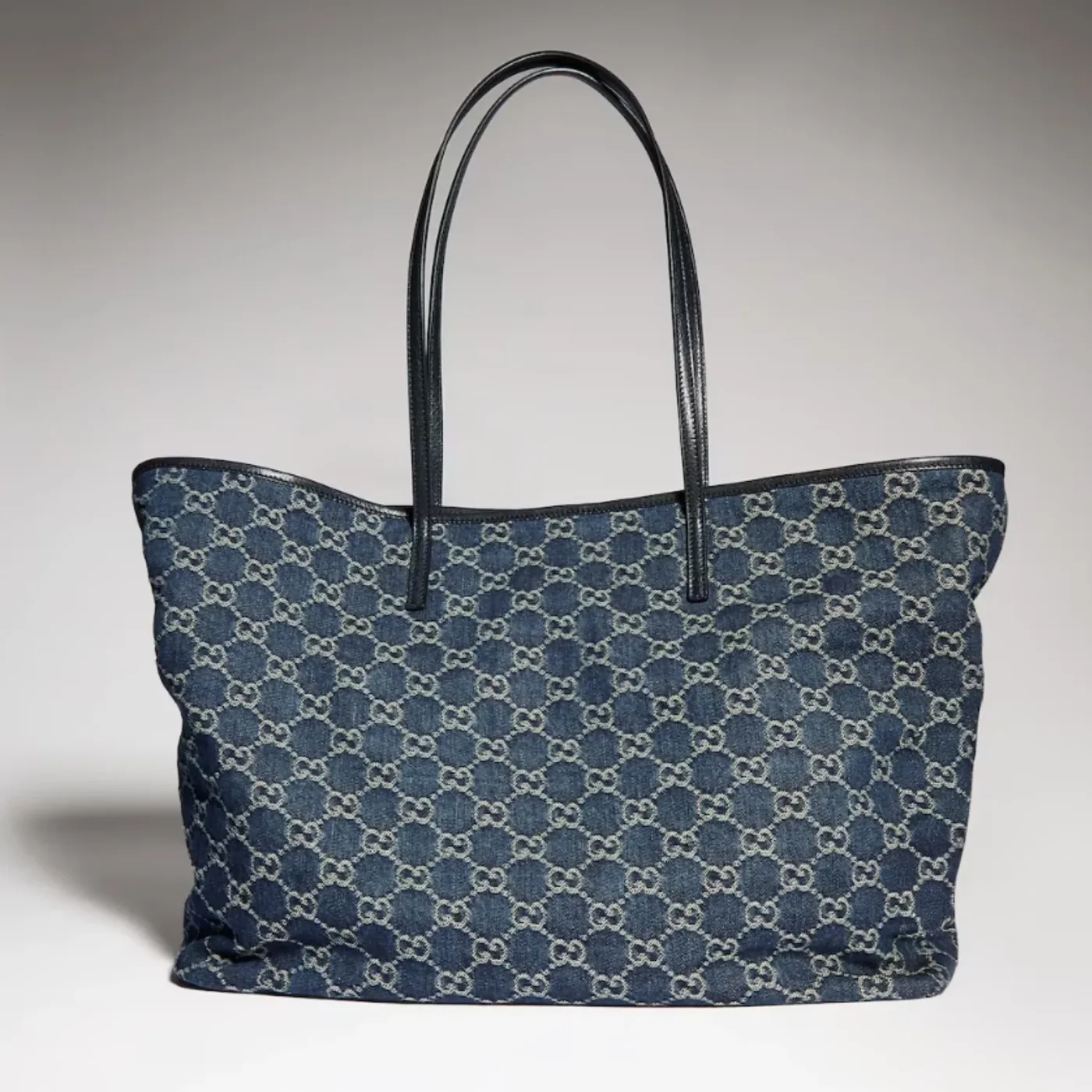 Gucci Tribeca Large Tote Bag / Dark Blue Denim Palladium Hardware