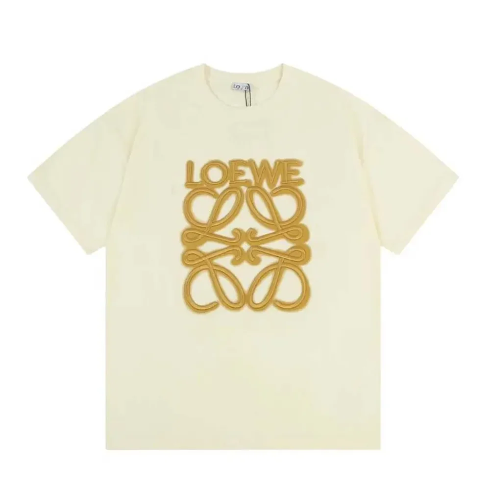 Loewe LOEWE Neon T-shirt in Cotton for Men in White/Gold Loewe LOEWE Neon T-shirt in Cotton for Men in White/Gold