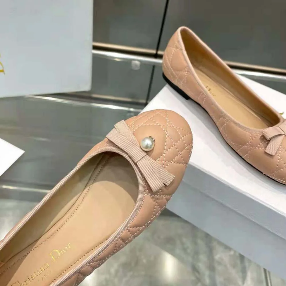 Dior Ballet Flat Nude Quilted Cannage Calfskin for Women Dior Ballet Flat Nude Quilted Cannage Calfskin for Women