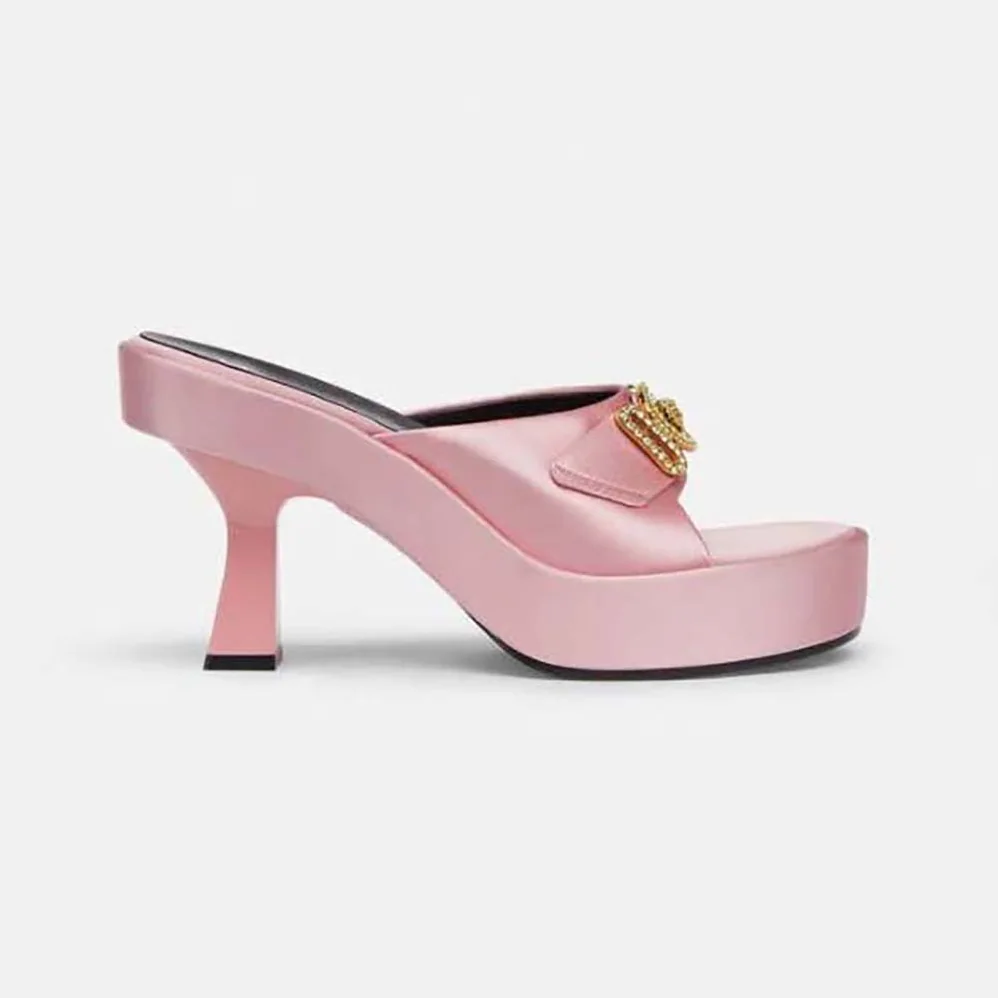 Versace Medusa Biggie Crystal Mules for Women in Pink Versace Medusa Biggie Crystal Mules for Women in Pink