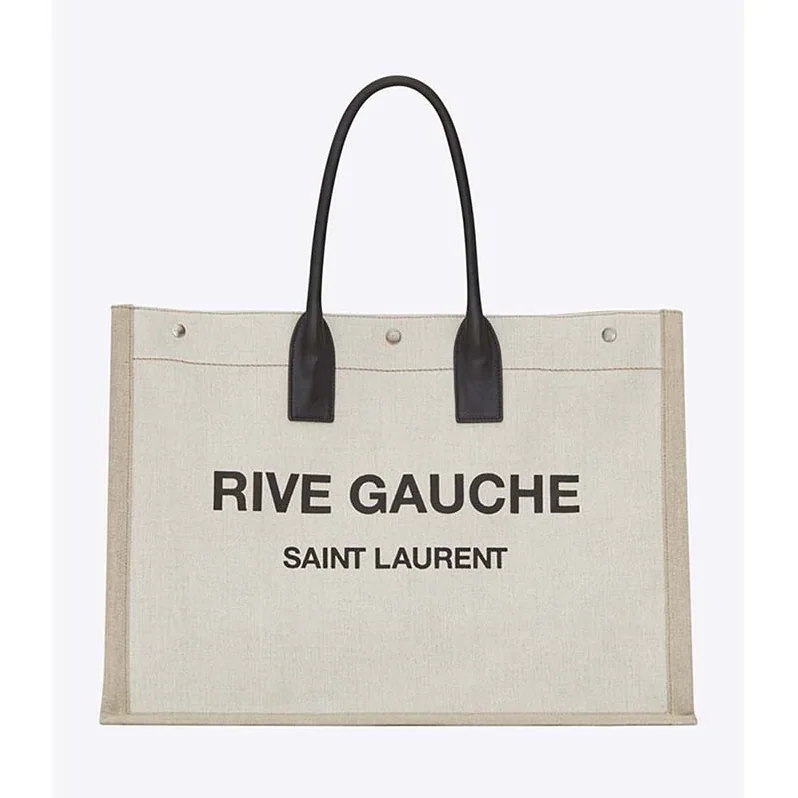 Saint Laurent YSL Rive Gauche Tote Bag Linen Leather for Women