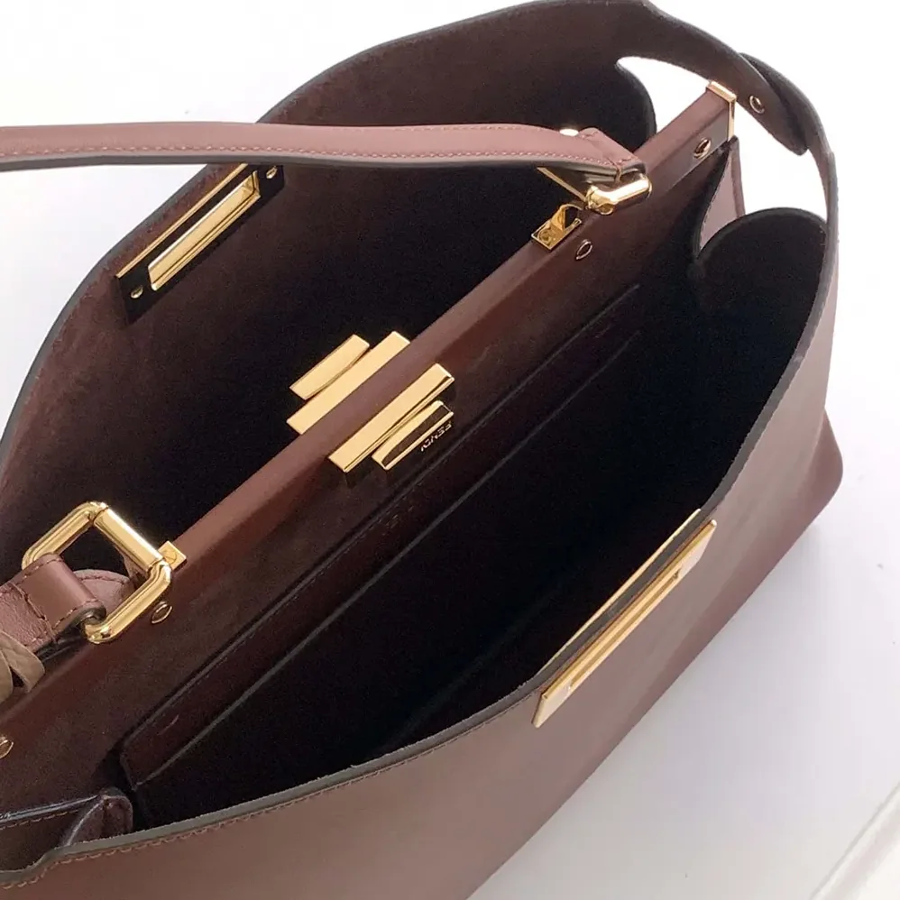 Fendi Peekaboo Soft Large Dark Brown Leather Bag for Women Fendi Peekaboo Soft Large Dark Brown Leather Bag for Women