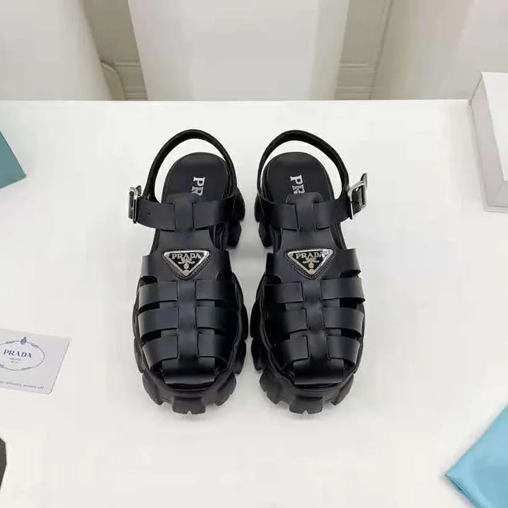 Prada Foam Rubber Sandals in 55 mm Heel Height for Women in Black