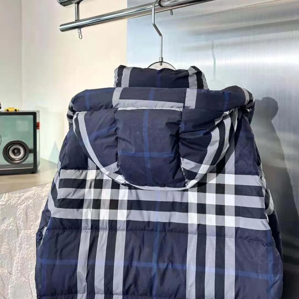 Burberry Detachable Hood Night Check Puffer Jacket for Women