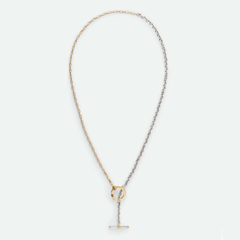 Bottega Veneta Key Chain Necklace with Sterling Silver and 18k Gold for Women Bottega Veneta Key Chain Necklace with Sterling Silver and 18k Gold for Women