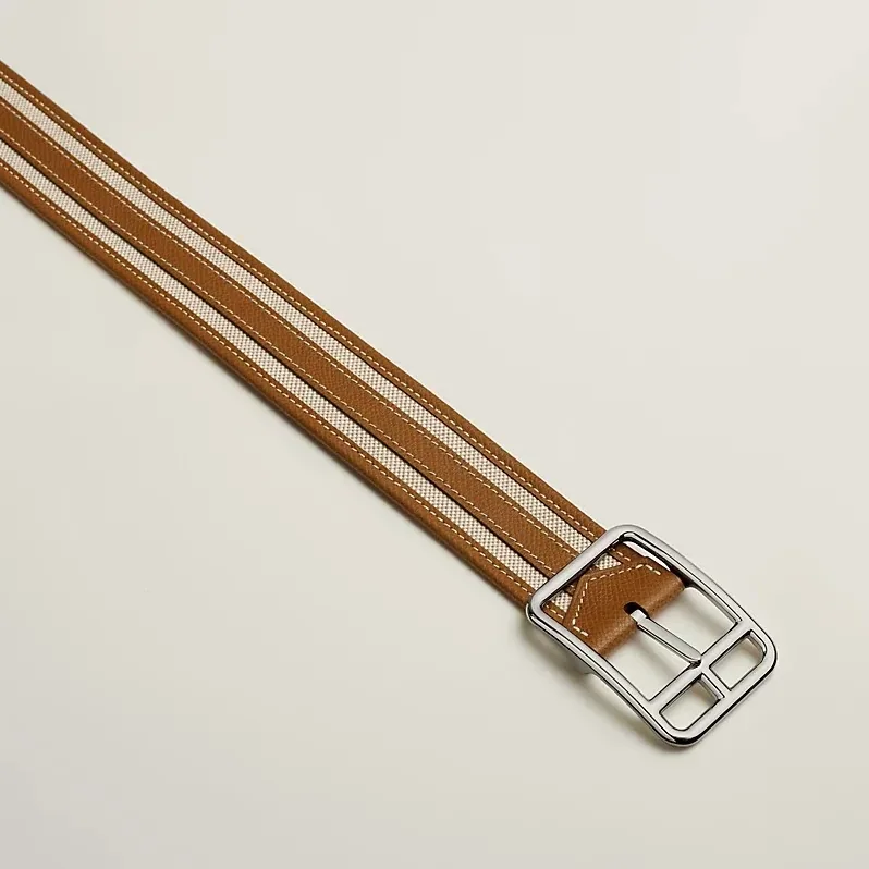 Hermes Half Cod Riviera 38 Reversible Leather Belt Ecru in Beige