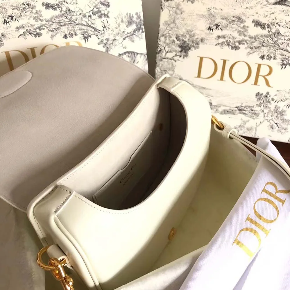 Dior Medium Dior Bobby Bag Denim Box Calfskin for Women in White