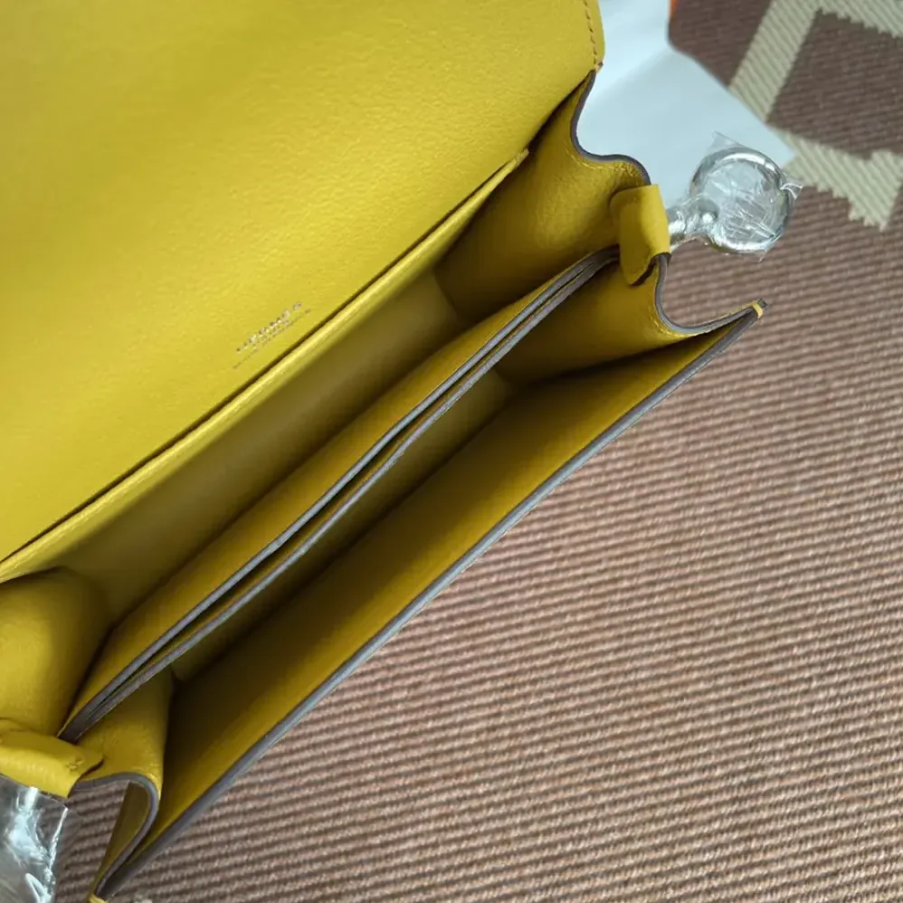 Hermes Roulis Mini Bag in Evercolor Calfskin for Women in Yellow/Gold Hermes Roulis Mini Bag in Evercolor Calfskin for Women in Yellow/Gold