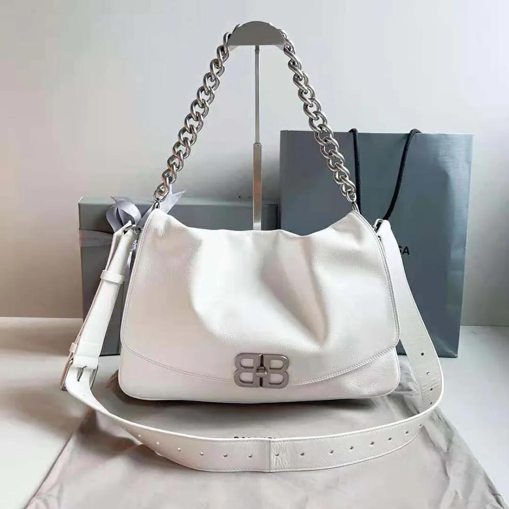Balenciaga BB Soft Large Flap Bag in Optic White for Women