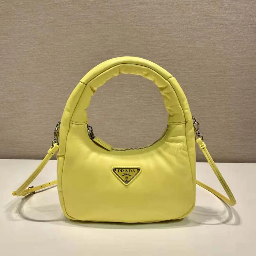 Prada Soft Padded Nappa Leather Mini-Bag for Women in Yellow Prada Soft Padded Nappa Leather Mini-Bag for Women in Yellow