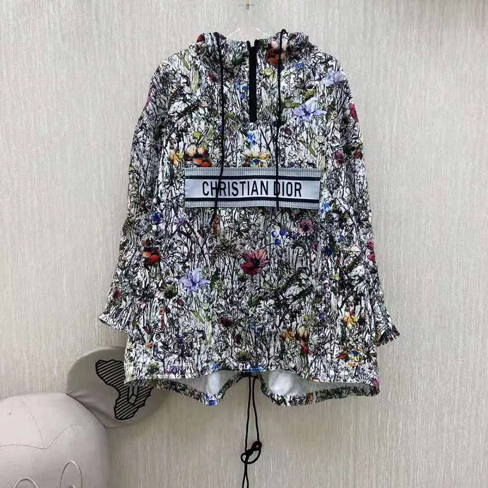 Dior Hooded Anorak Multicolor Technical Taffeta Jacquard for Women Dior Hooded Anorak Multicolor Technical Taffeta Jacquard for Women
