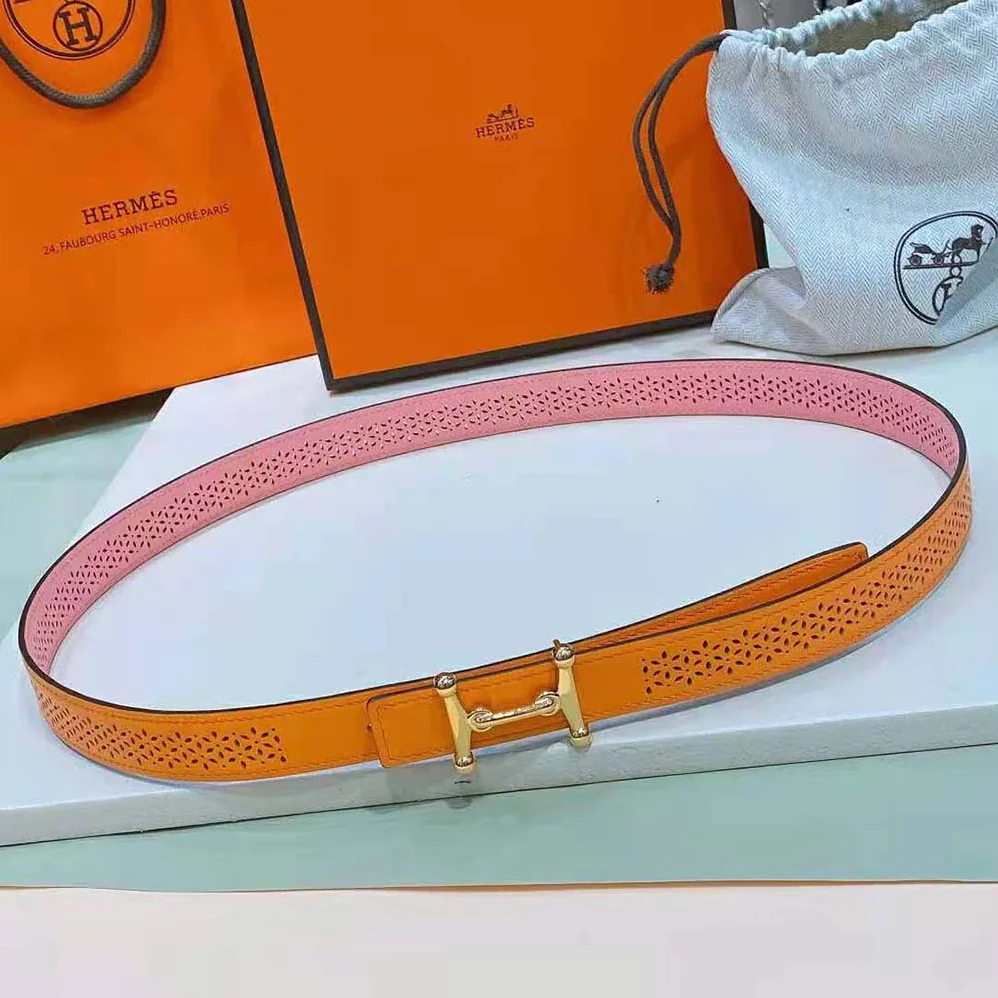 Hermes Mors H Belt Buckle & Reversible Leather Strap 24 mm for Women in Orange