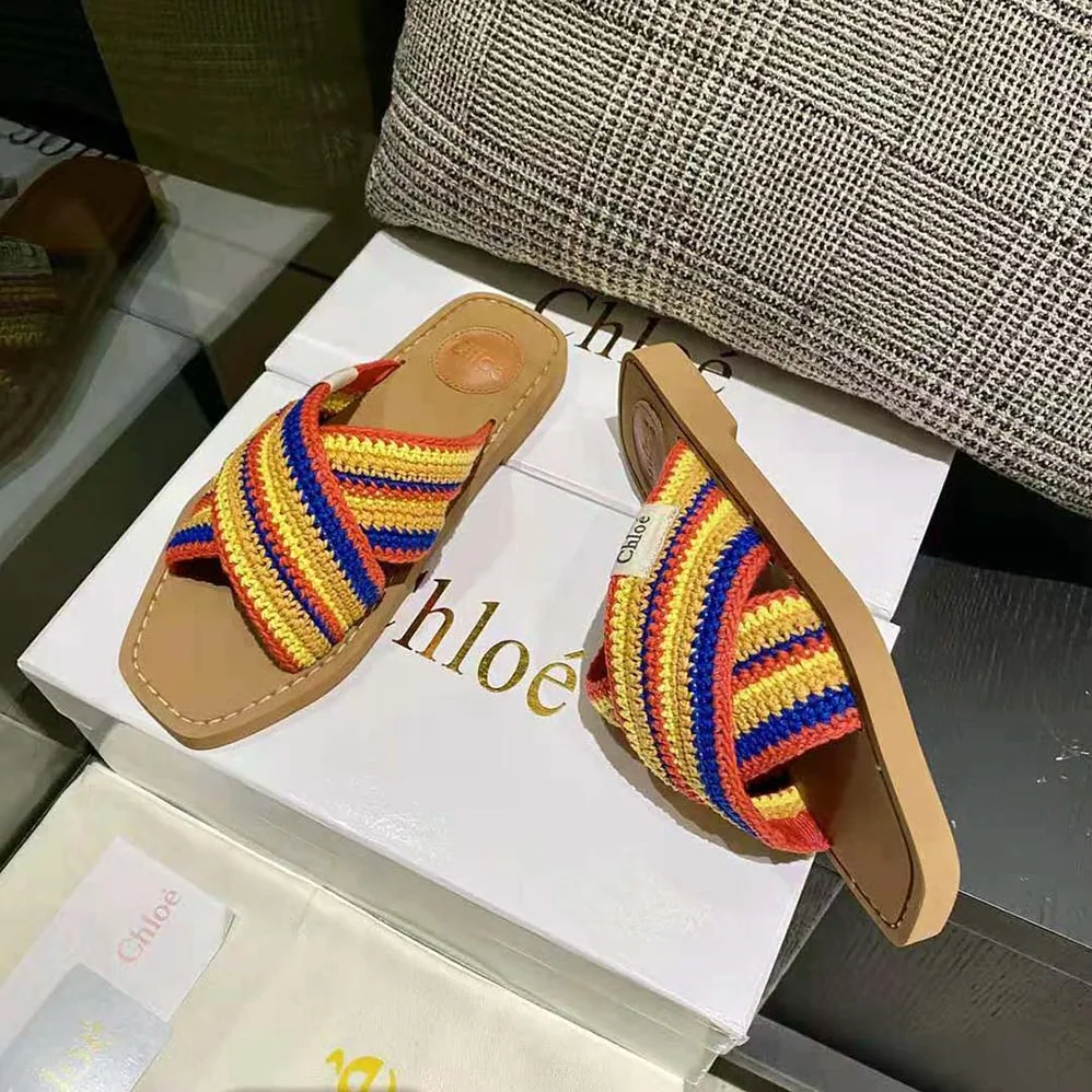 Chloe Woody Flat Mule for Women in Yellow