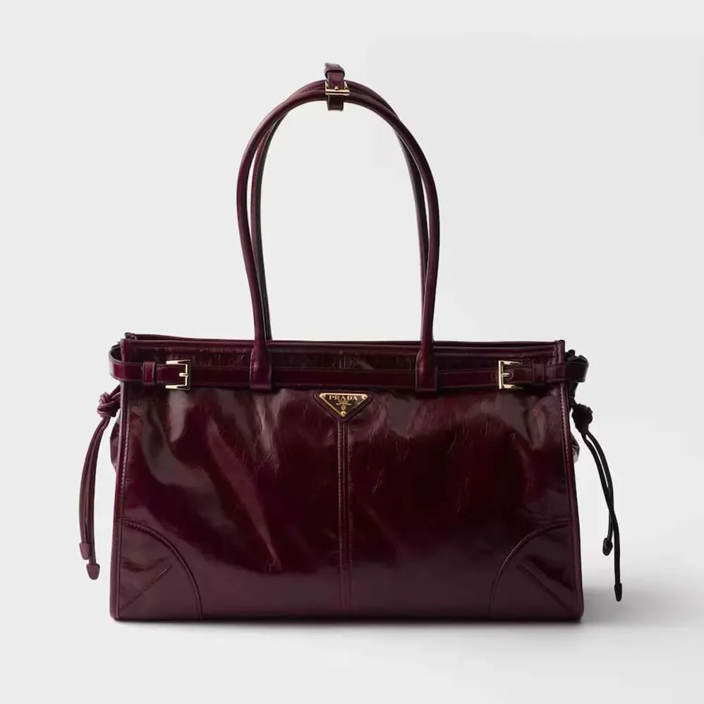 Prada Bonnie Medium Leather Handbag for Women in Maroon Prada Bonnie Medium Leather Handbag for Women in Maroon