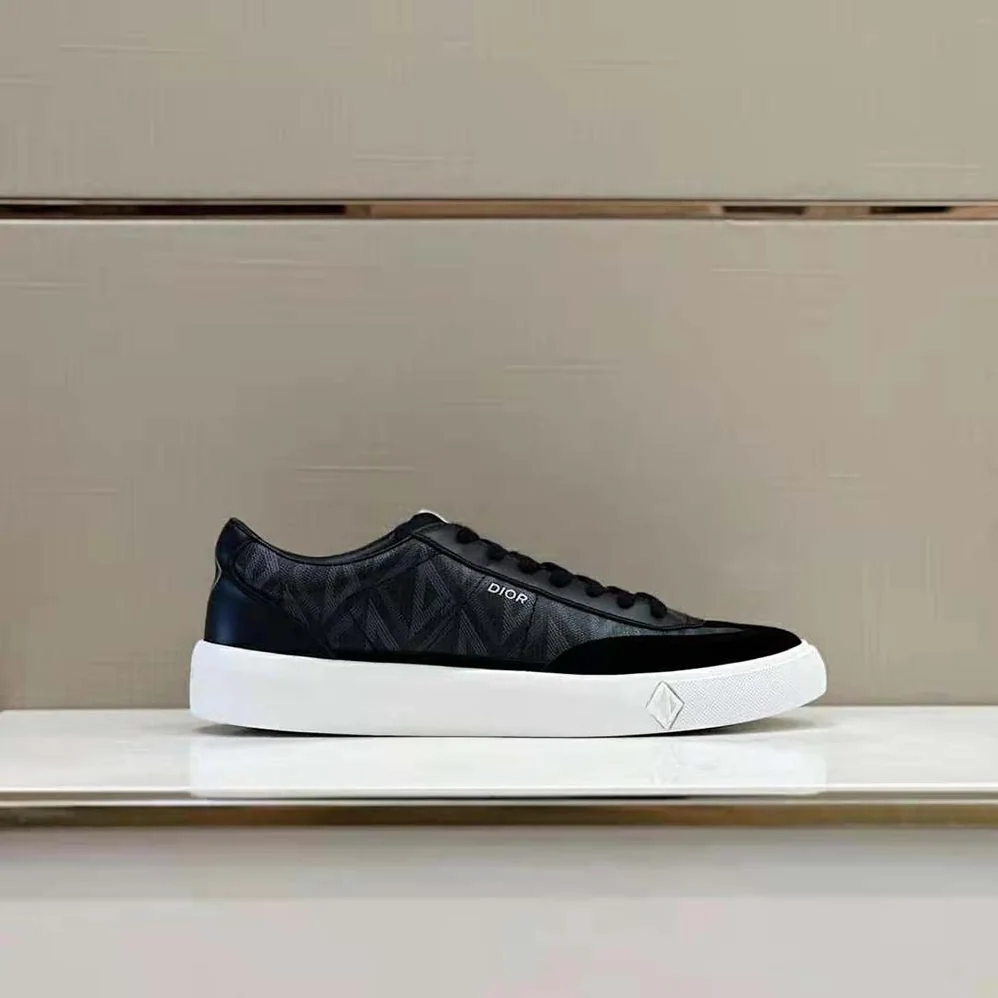 Dior B101 Sneaker Black CD Diamond Canvas with Smooth Calfskin and Nubuck for Men