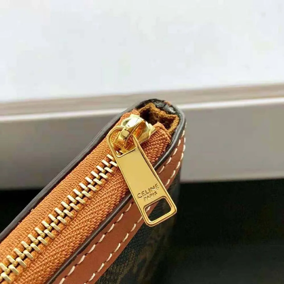 Celine Small Pouch in Triomphe Canvas and Lambskin for Women