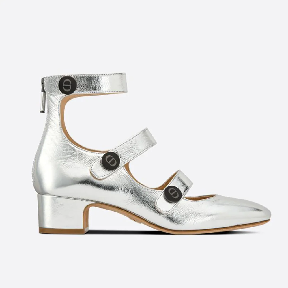 Dior D-Doll Pump Silver for Women in Tone Shiny Laminated Calfskin Dior D-Doll Pump Silver for Women in Tone Shiny Laminated Calfskin