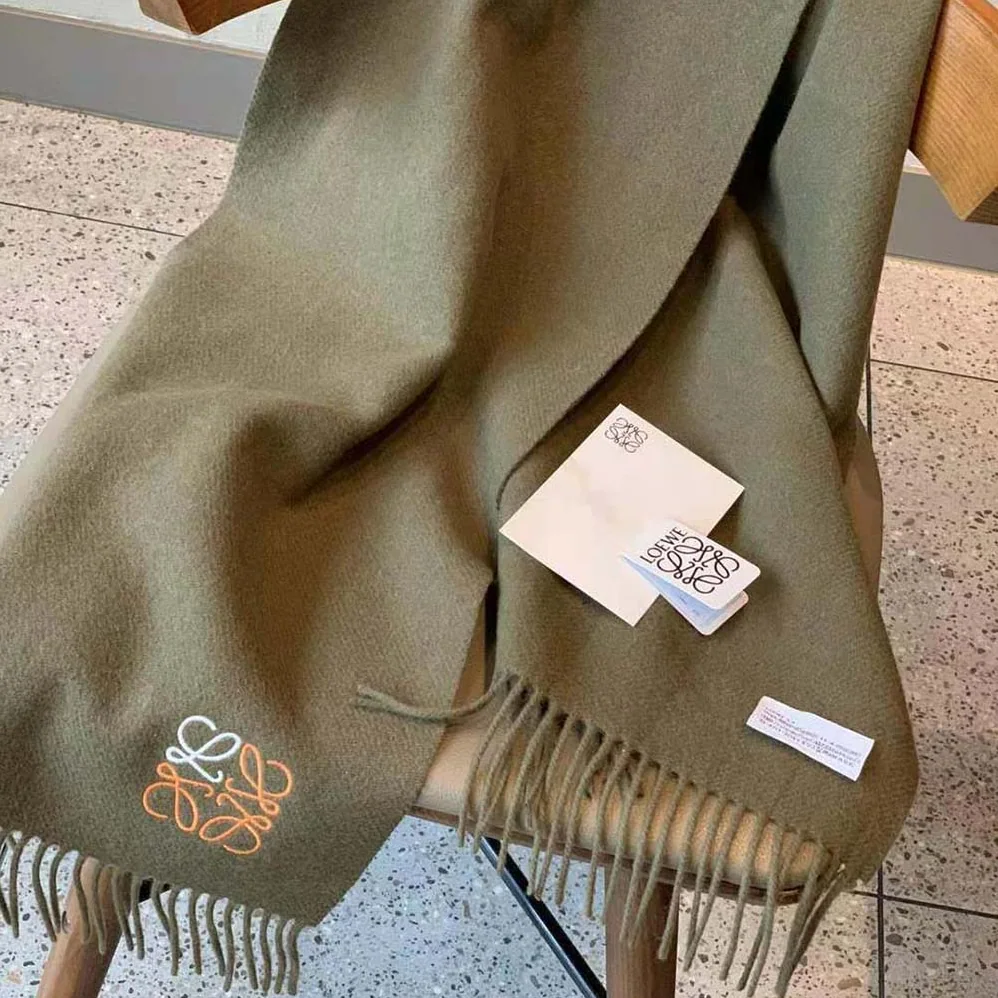 Loewe Anagram Scarf in Cashmere for Women in Dark Green Loewe Anagram Scarf in Cashmere for Women in Dark Green