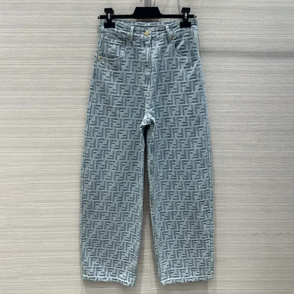 Fendi Long Jeans Light Blue FF Denim Pants for Women Fendi Long Jeans Light Blue FF Denim Pants for Women