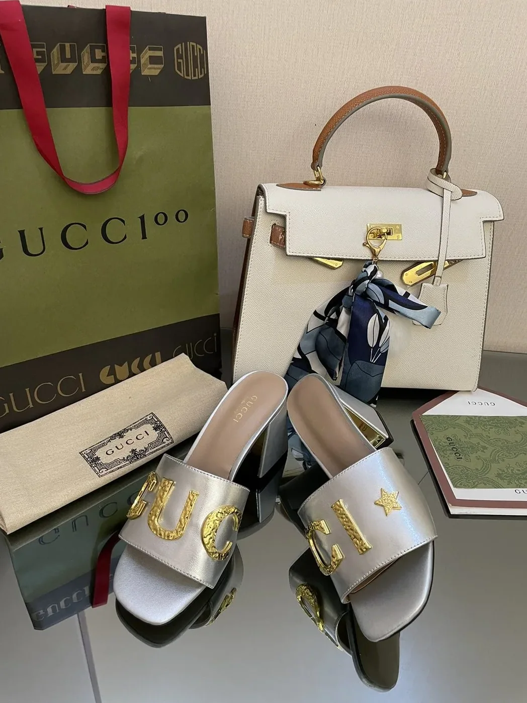 Gucci ‘Gucci' Slide Sandal Silver for Women