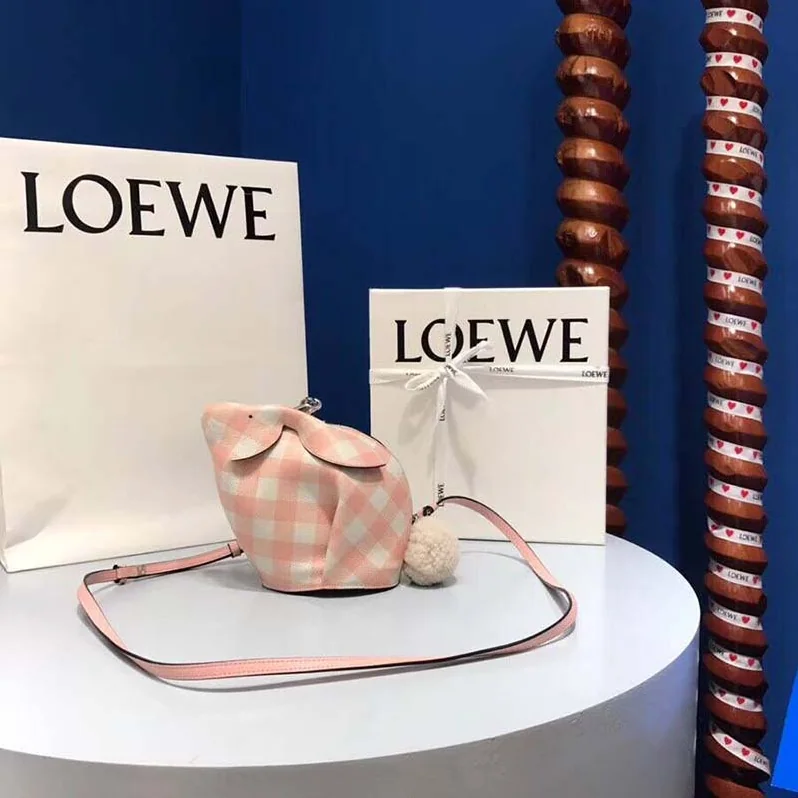 Loewe Bunny Gingham Mini Bag Salmon in Calfskin for Women Loewe Bunny Gingham Mini Bag Salmon in Calfskin for Women