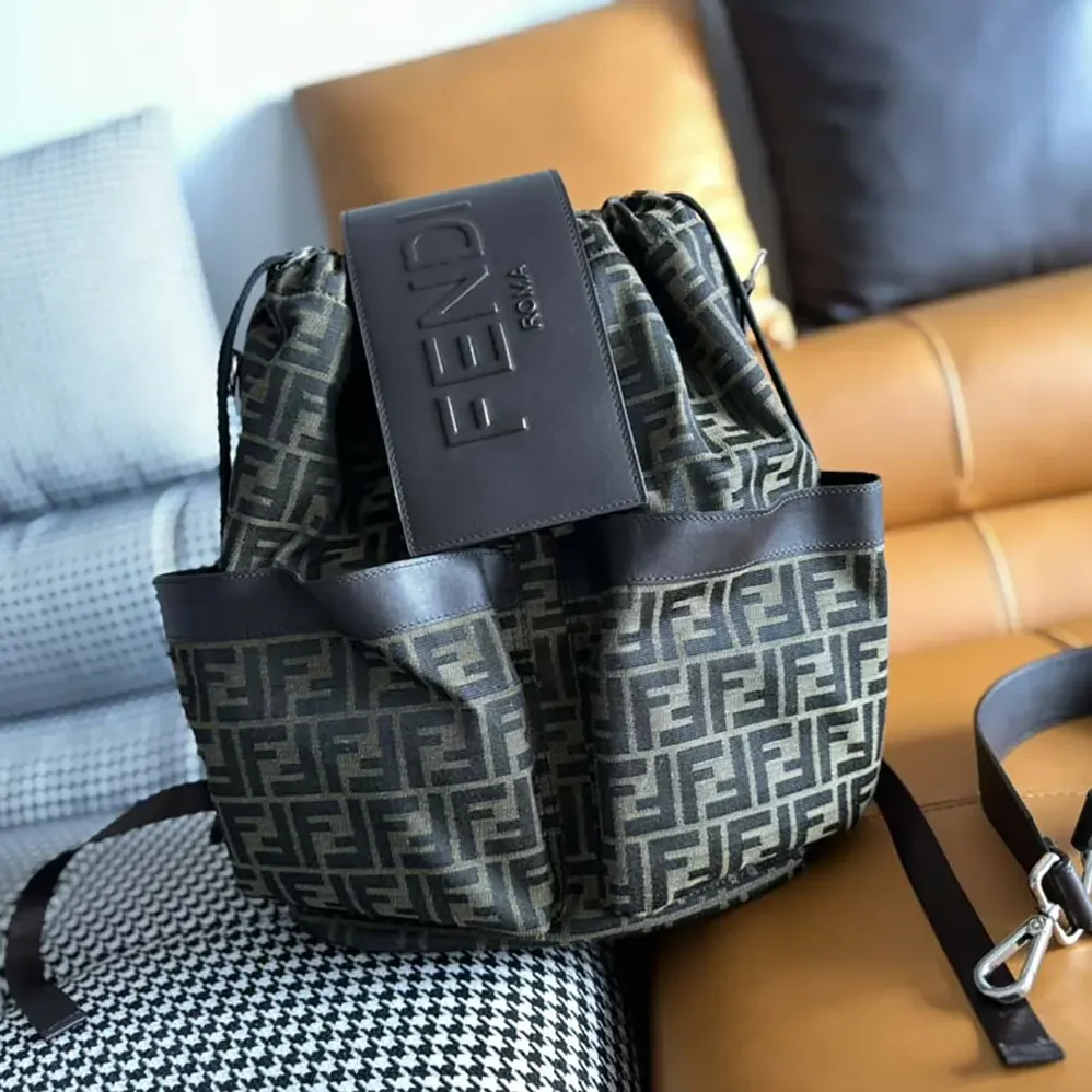 Fendi Strike Medium FF Jacquard Fabric Backpack for Men in Brown Fendi Strike Medium FF Jacquard Fabric Backpack for Men in Brown
