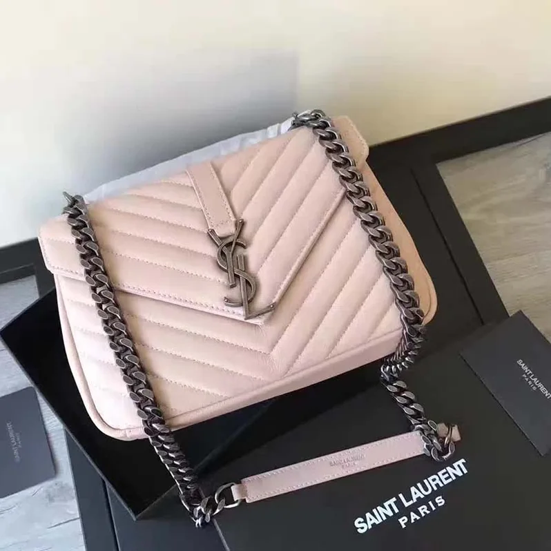 Saint Laurent YSL Classic Medium College Bag Matelasse Leather in Pink Saint Laurent YSL Classic Medium College Bag Matelasse Leather in Pink