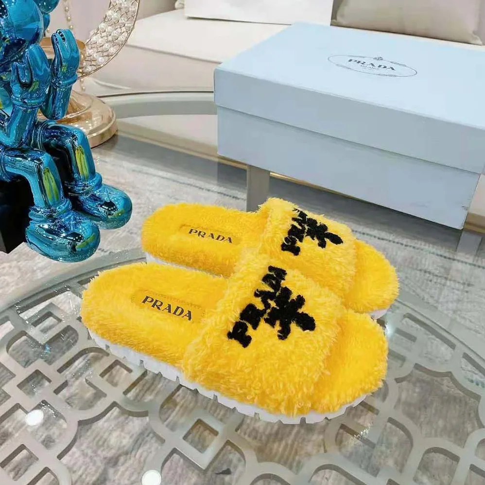 Prada Terry Cloth Slides for Women in Yellow