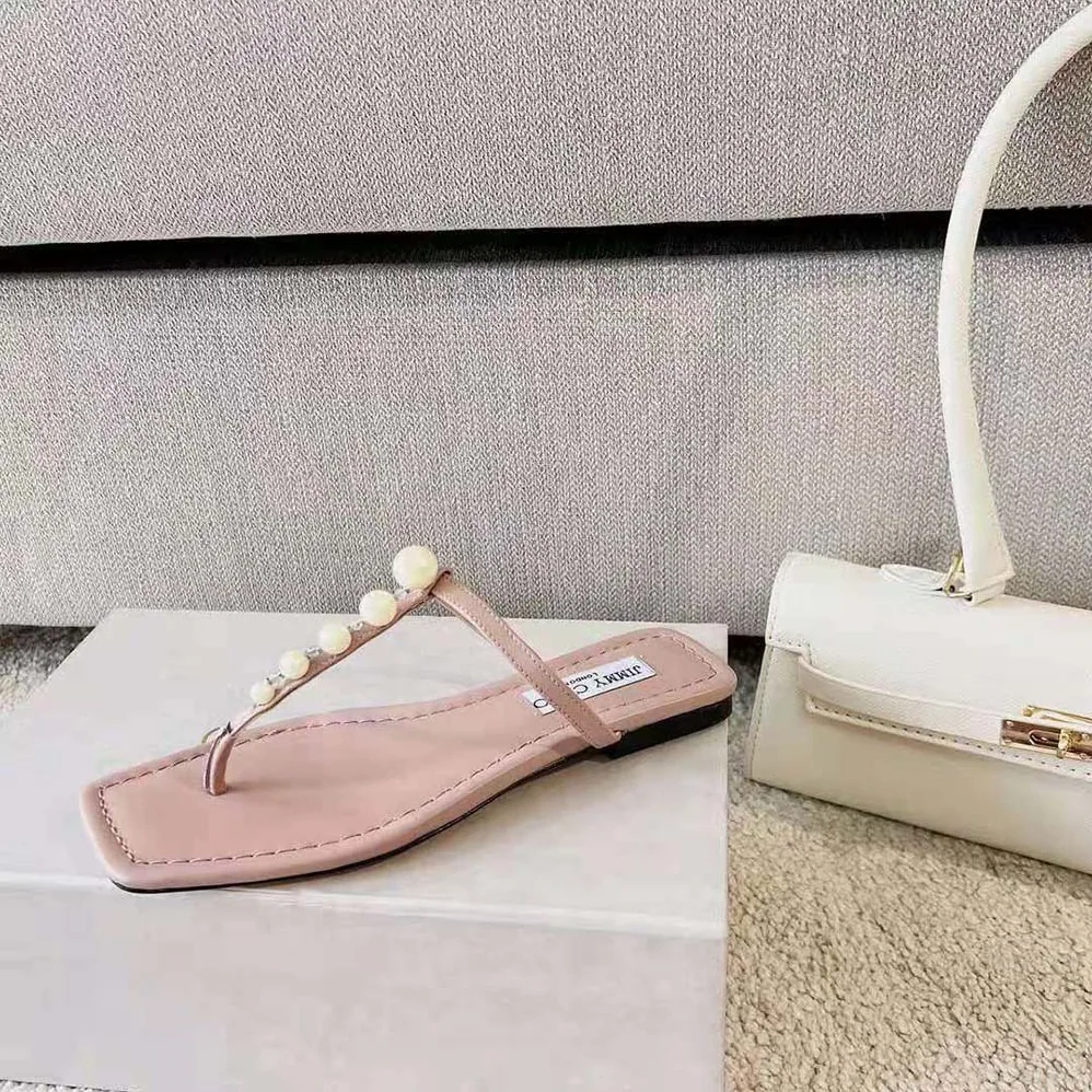 Jimmy Choo Alaina Flat Ballet Pink Nappa Leather Flats with Pearl Embellishment for Women Jimmy Choo Alaina Flat Ballet Pink Nappa Leather Flats with Pearl Embellishment for Women