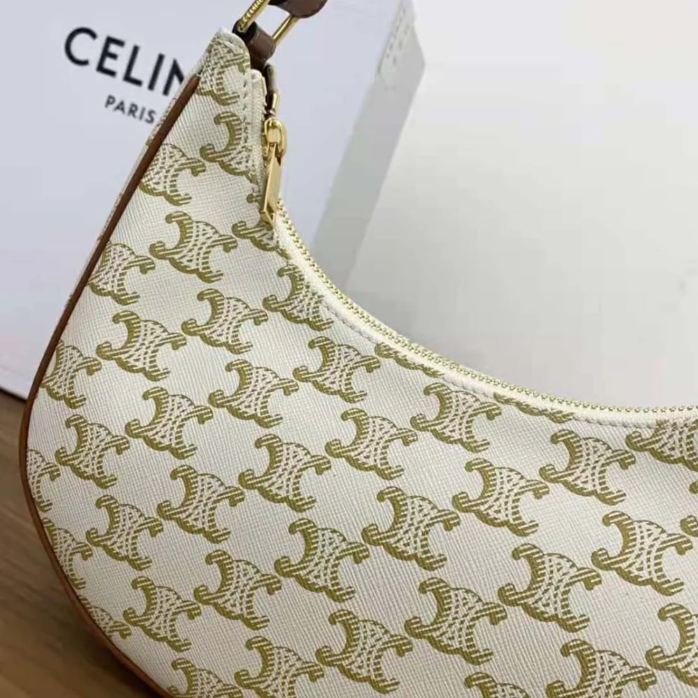 Celine Ava Bag in Triomphe Canvas and Calfskin for Women