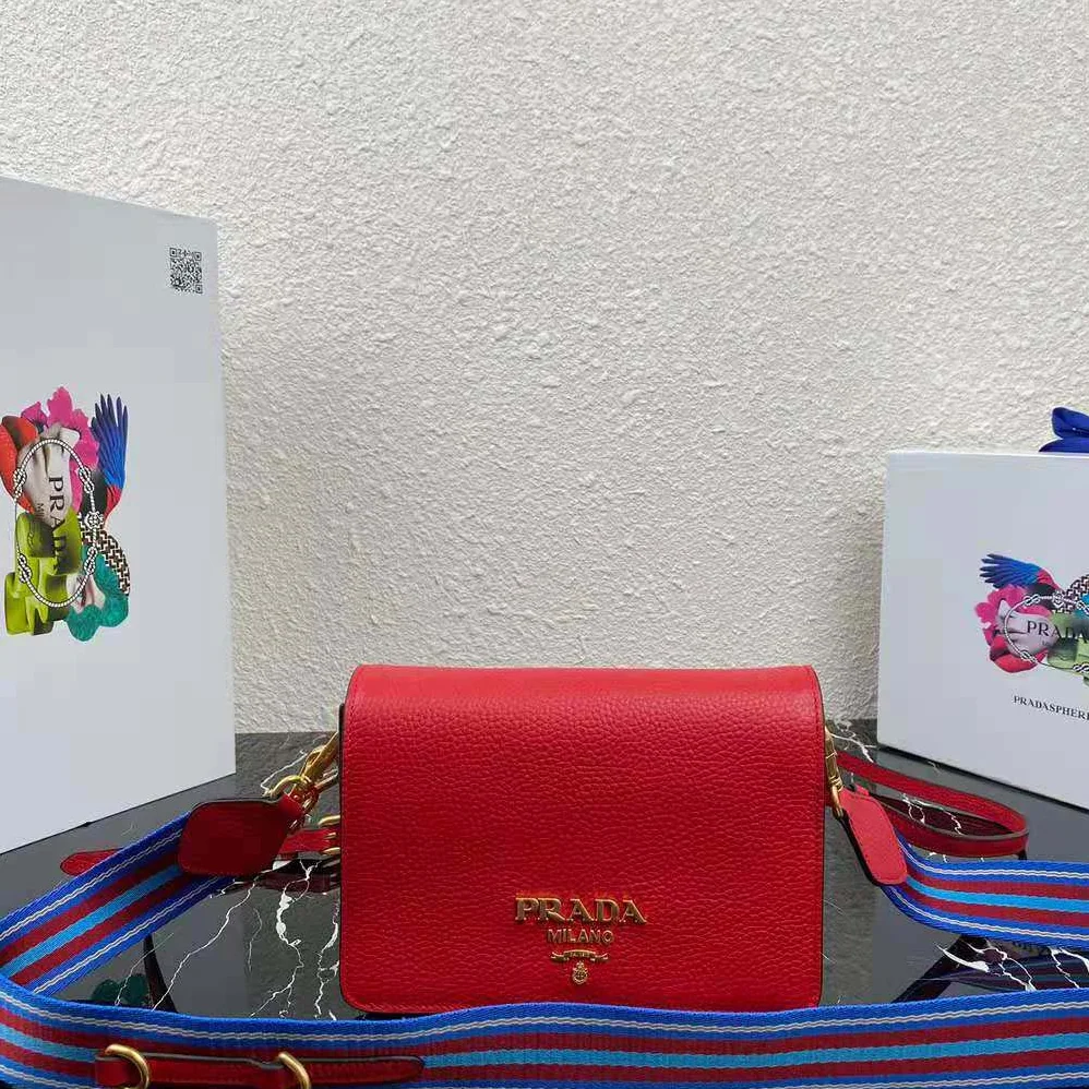 Prada Calf Leather Shoulder Bag for Women in Red