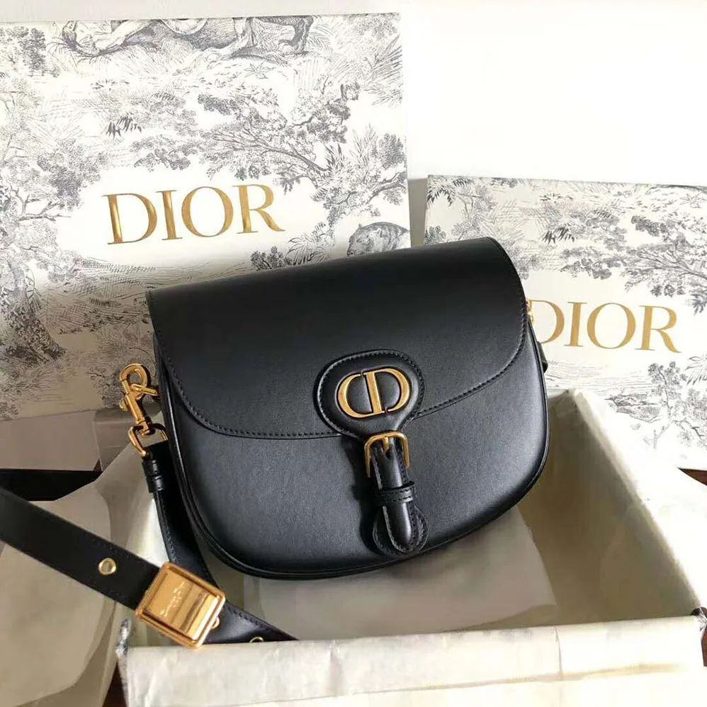 Dior Medium Dior Bobby Bag Denim Box Calfskin for Women in Black