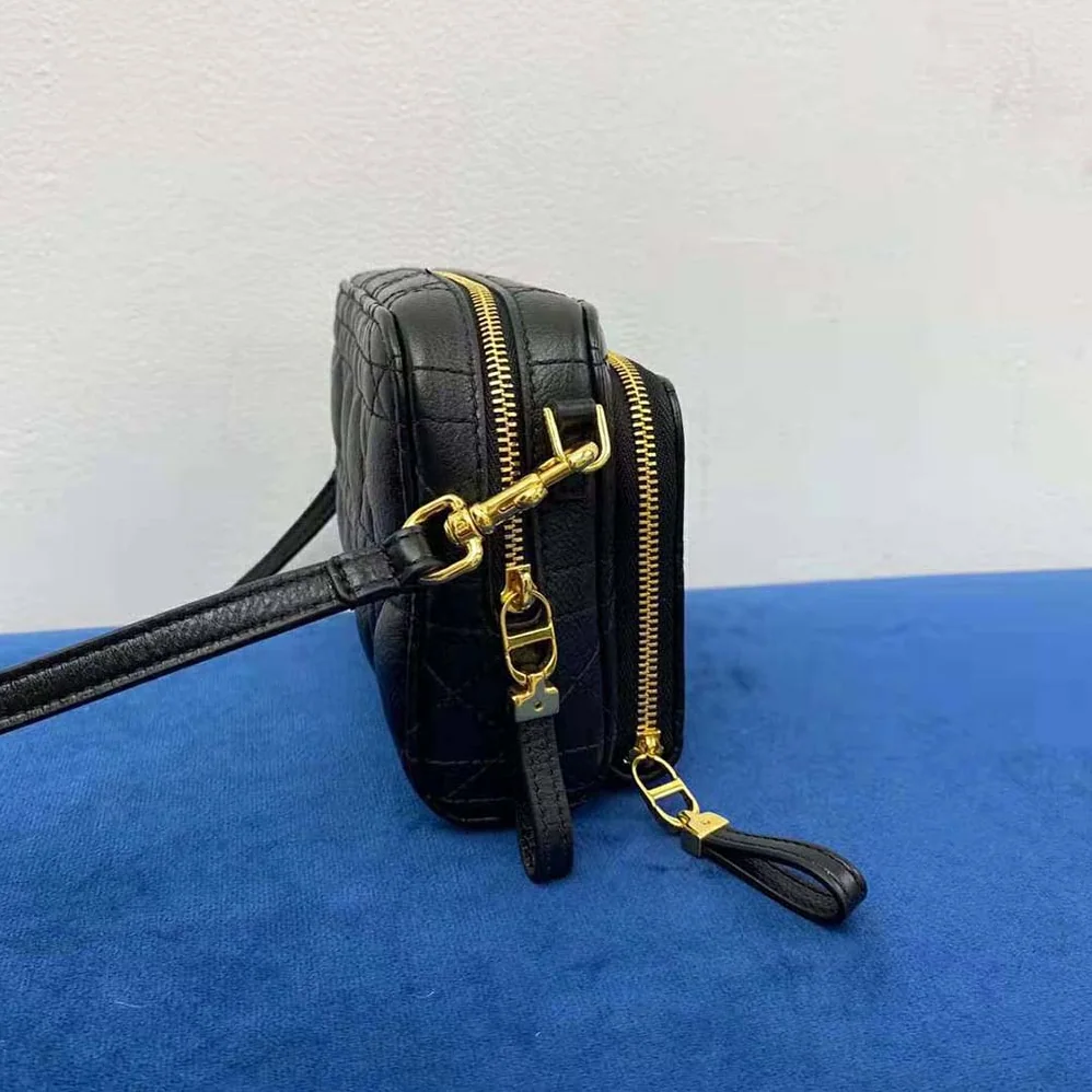 Dior Caro Double Pouch Black Supple Cannage Calfskin for Women Dior Caro Double Pouch Black Supple Cannage Calfskin for Women