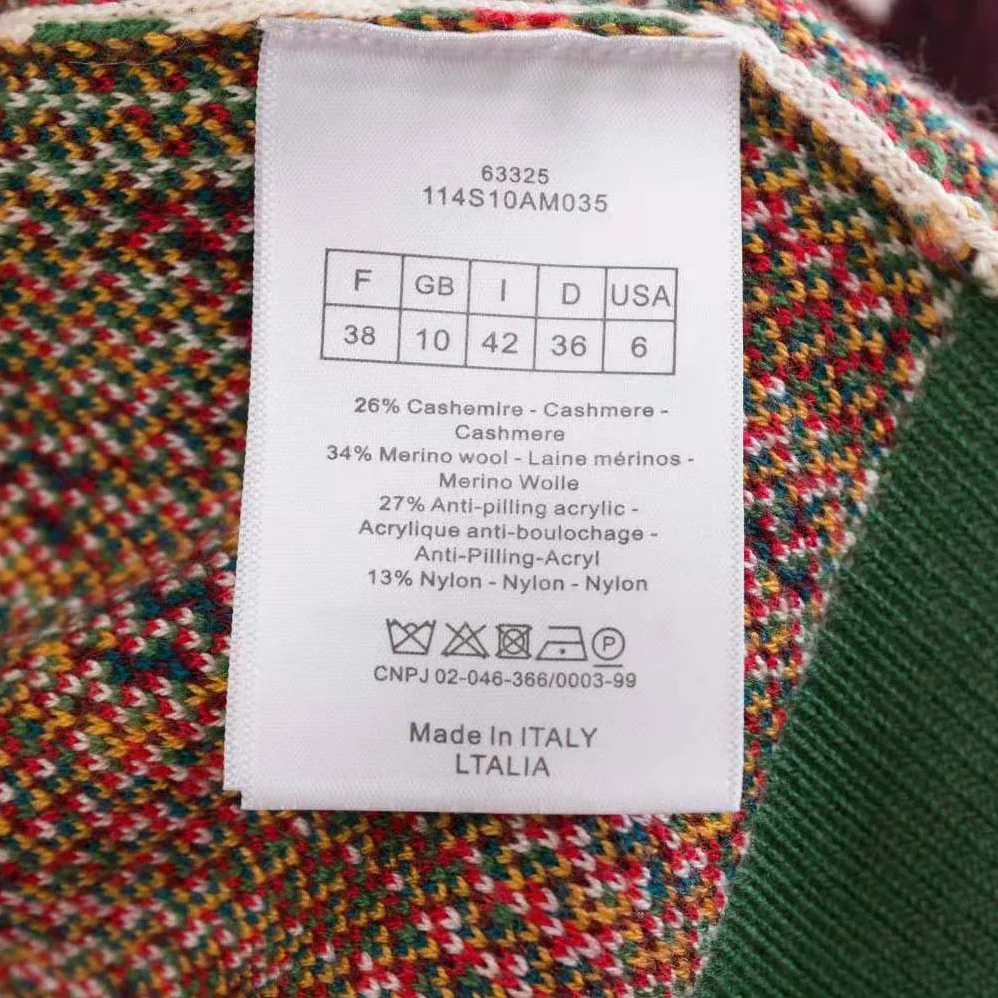 Dior Sweater Multicolor Stretch Cashmere and Wool with Toile de Jouy Motif for Women