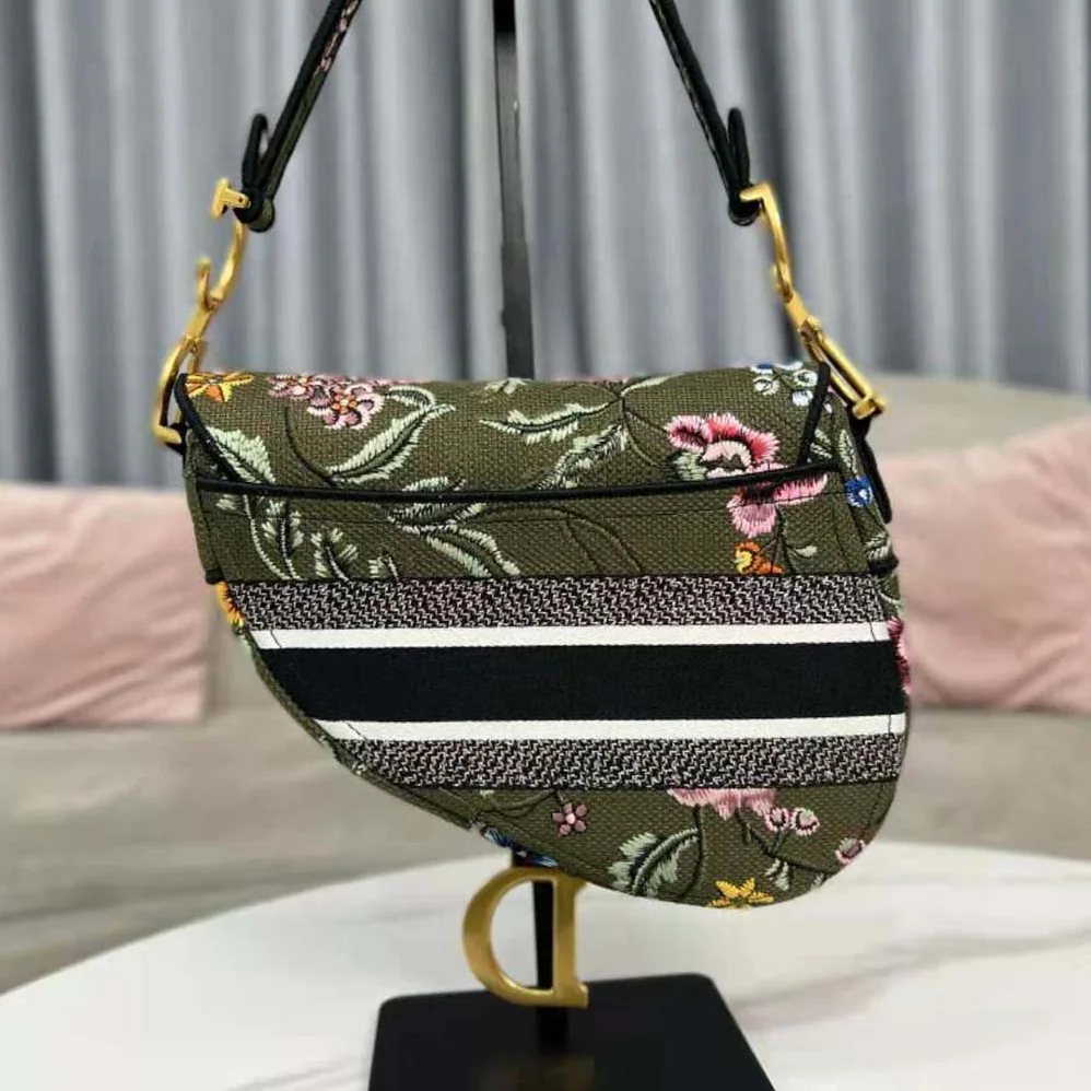 Dior Saddle Bag Green Multicolor Dior Petites Fleurs Embroidery for Women Dior Saddle Bag Green Multicolor Dior Petites Fleurs Embroidery for Women