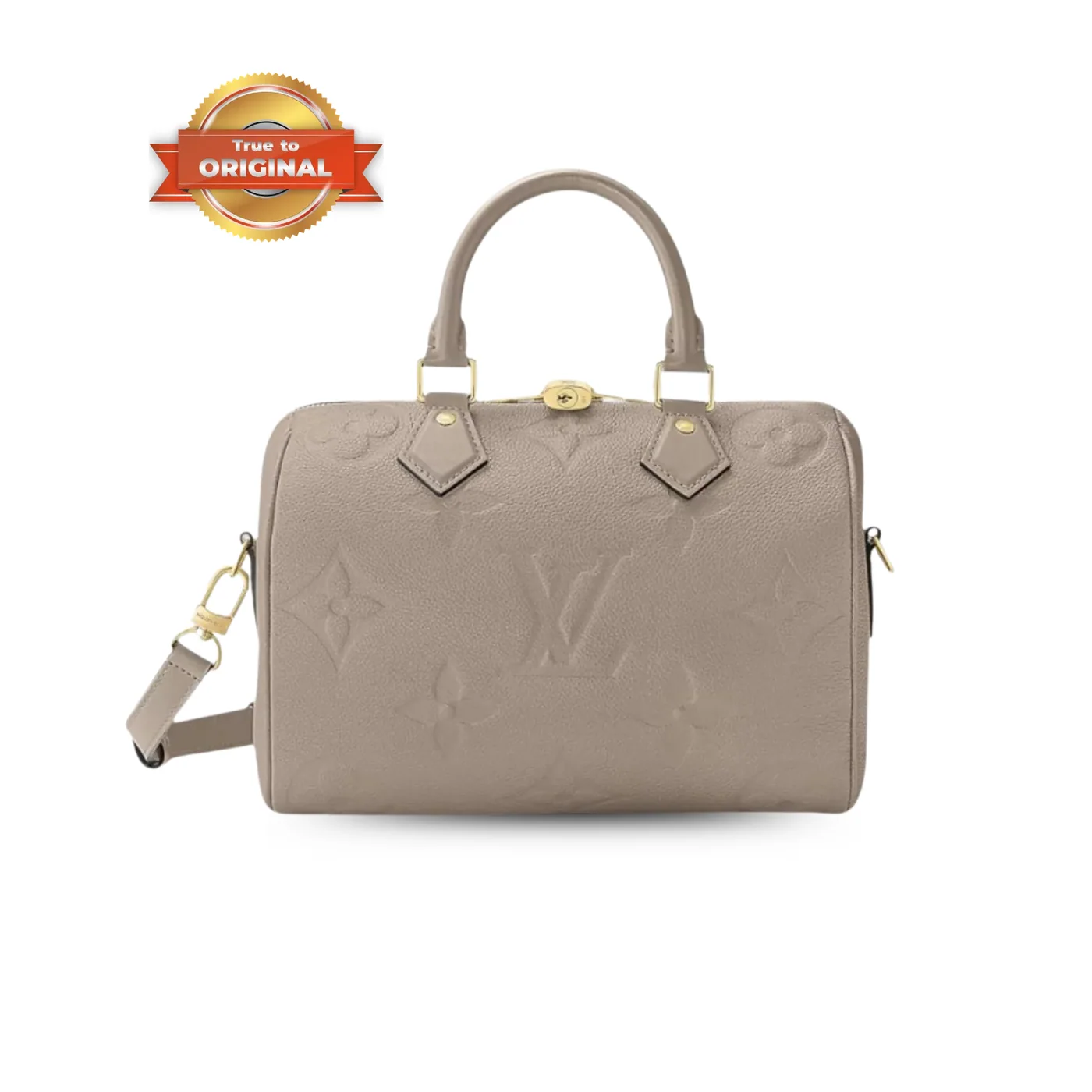 Louis Vuitton Speedy Bandouliere 25 Top Handle Bag / Tourterelle Monogram Empreinte Gold Hardware