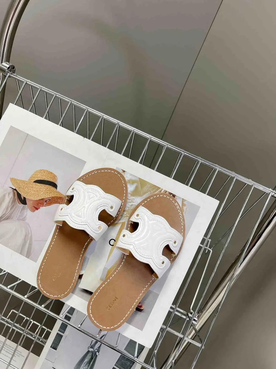 Celine Triomphe Mule White Celine Triomphe Mule White