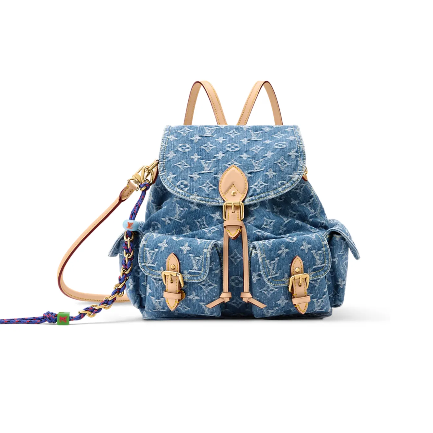 Louis Vuitton Montsouris Cargo Backpack in Blue Denim Gold Hardware