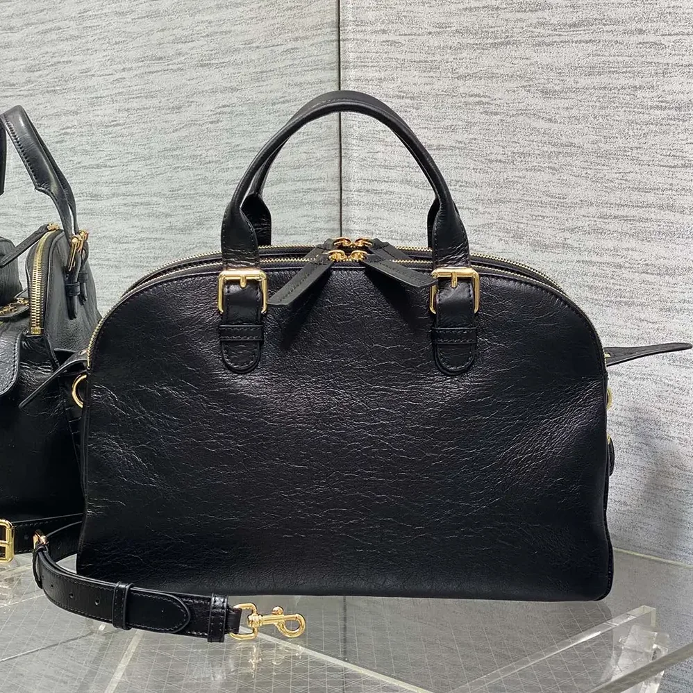 Dior Medium Grand Tour Bowling Bag Black Crinkled Calfskin for Women Dior Medium Grand Tour Bowling Bag Black Crinkled Calfskin for Women