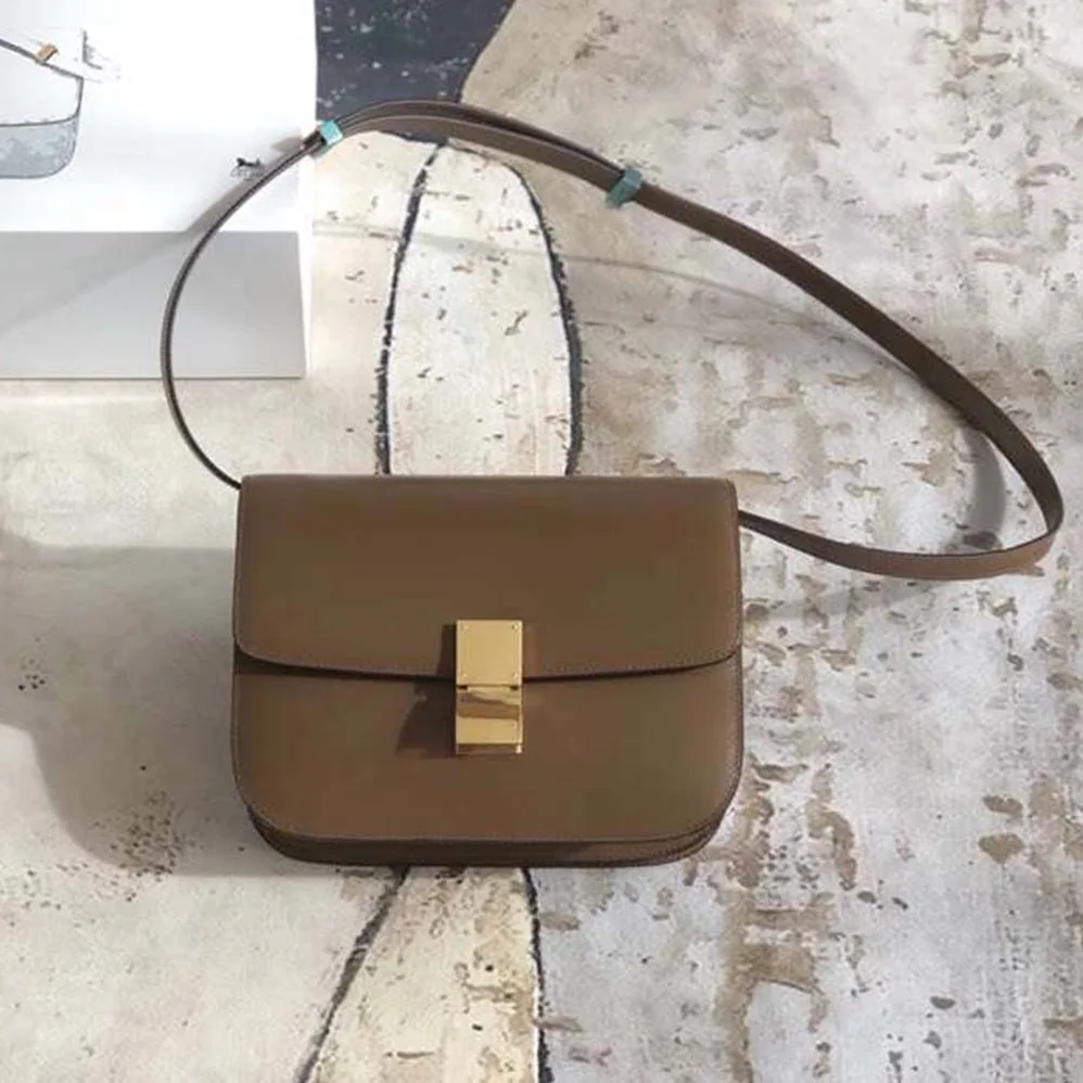 Celine Small Classic Bag in Box Calfskin Leather for Women in Brown
