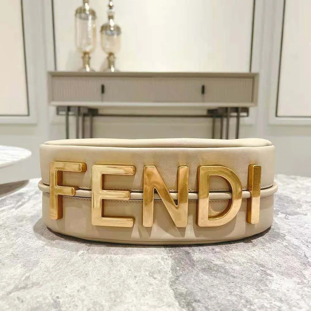 Fendi Fendigraphy Small Beige Leather Bag for Women Fendi Fendigraphy Small Beige Leather Bag for Women