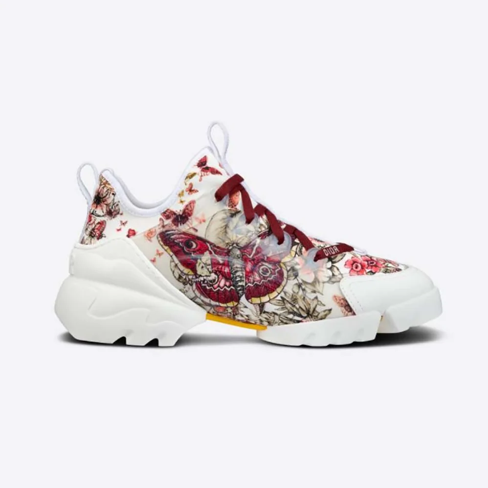 Dior D-Connect Sneaker White Technical Fabric and Multicolor Butterfly Motif for Women Dior D-Connect Sneaker White Technical Fabric and Multicolor Butterfly Motif for Women
